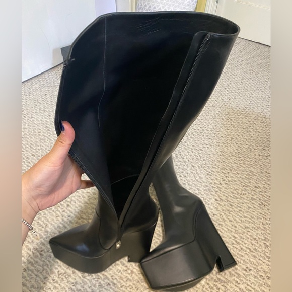 NWT Versace Black Leather Tempest Platform Tall Boots - Picture 8 of 13